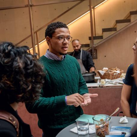 Pearson Fellow David Johnson asks a question at the Pearson Global Forum 